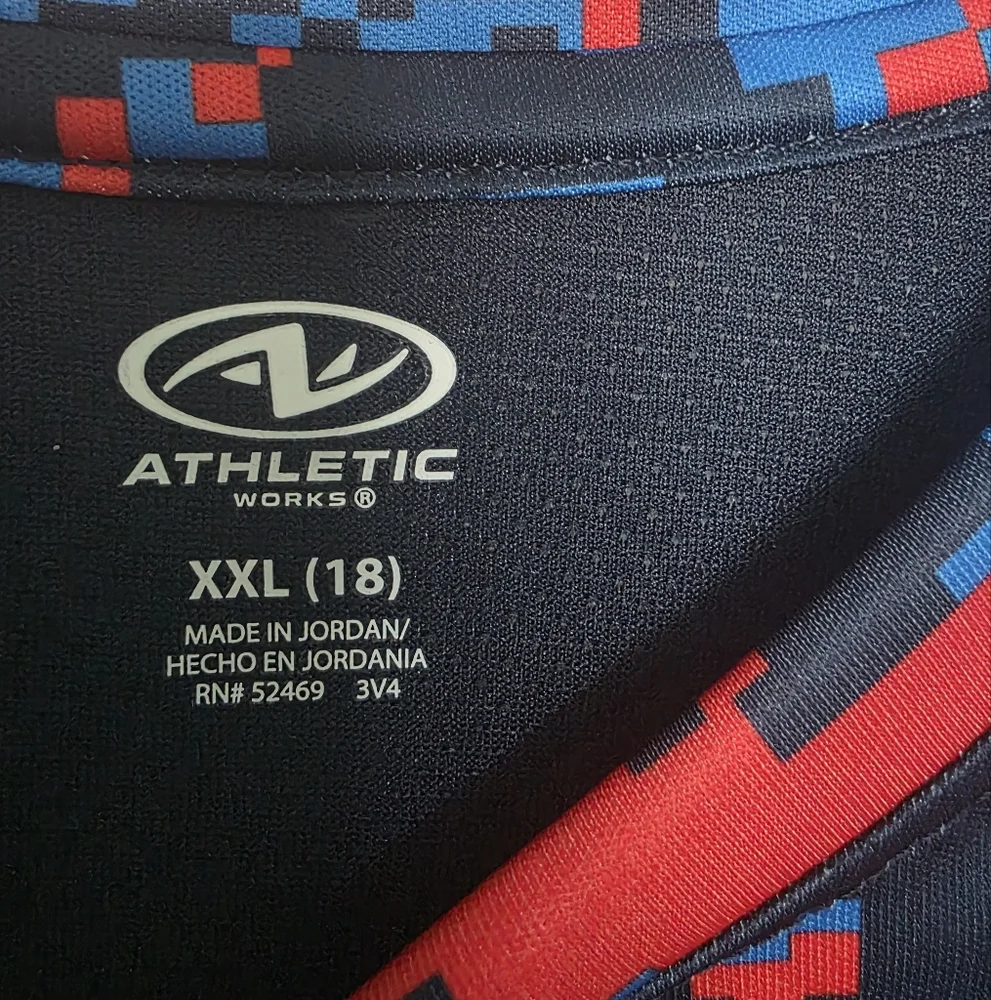 Athletic Works Boys Kids Short Sleeve Active Tshirt Blue Red Camo Size XXL 18